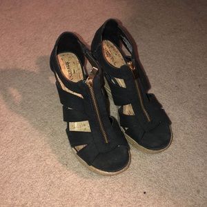 Black zip up wedges